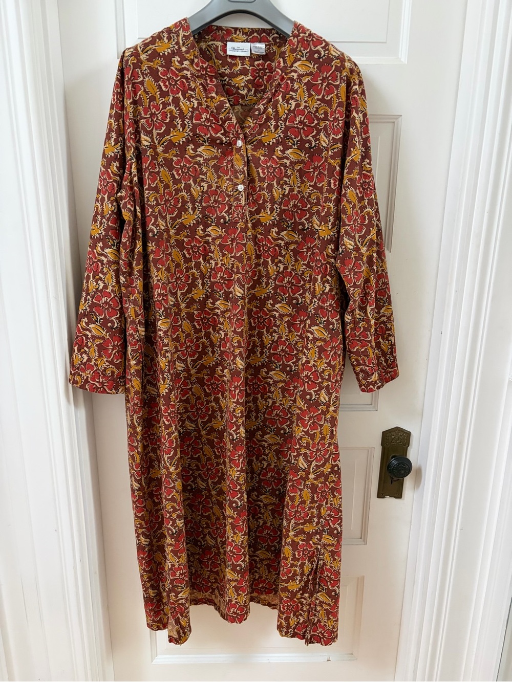 Women's Long-Sleeve Floral Midi Dress in Rust by Vermont Country Store